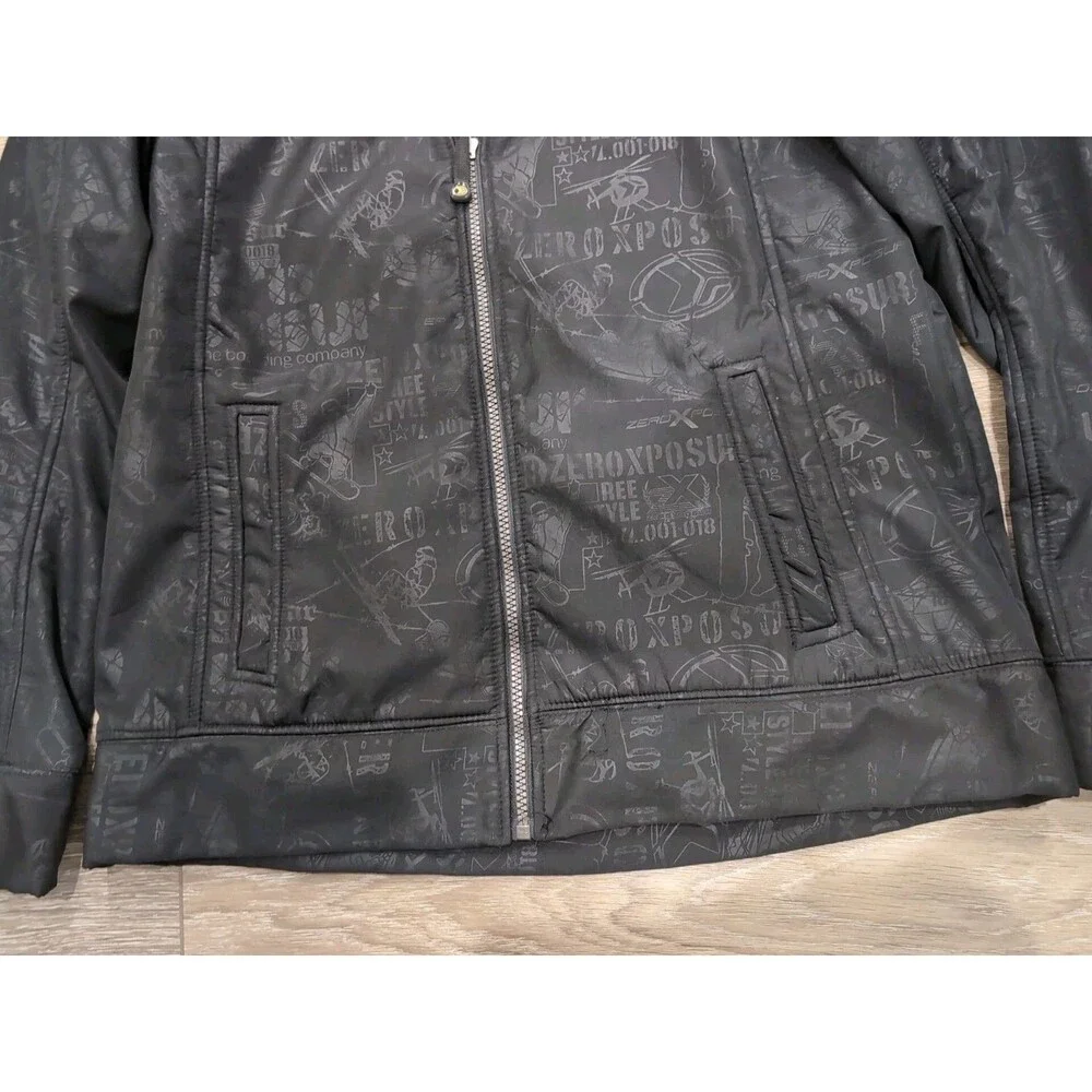 VINTAGE ZERO EXPOSUR LIGHTWEIGHT JACKET Youth XL 18-20 BLACK LOGO PRINT